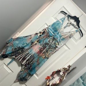 DNLA Sport dress halter style summer vacation silky dress